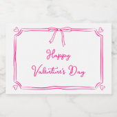 Schattigee Happy Valentine's Day Coquette Bow Girl Sparkling Wijnetiket (Enkel label)