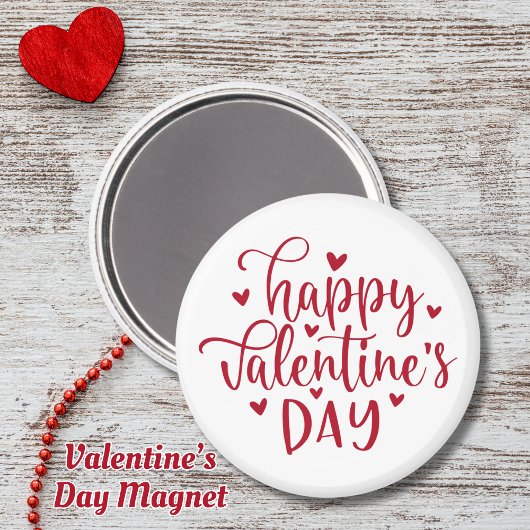 Schattigee Happy Valentine's Day met Red Hearts Magneet
