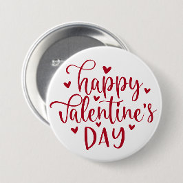 Schattigee Happy Valentine's Day met Red Hearts Ronde Button 7,6 Cm
