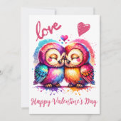 Schattigee Happy Valentine's Day met schattige uil Feestdagenkaart (Voorkant)