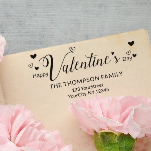 Schattigee Happy Valentines Day Typography Adres Zelfinktende Stempel