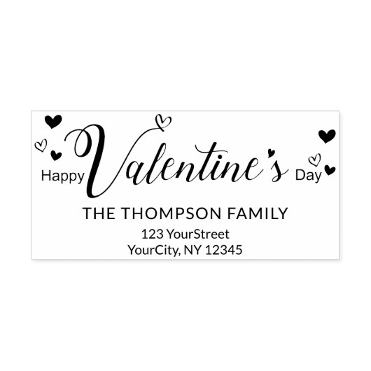 Schattigee Happy Valentines Day Typography Adres Zelfinktende Stempel (Design)