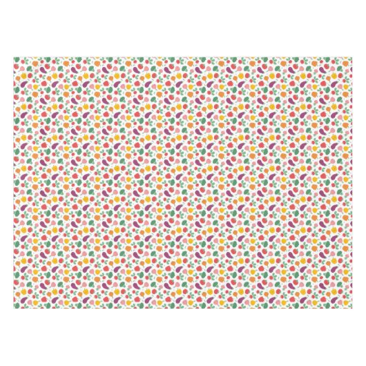 Schattigee Happy Veggies op wit Tafelkleed (Voorkant (Horizontaal))