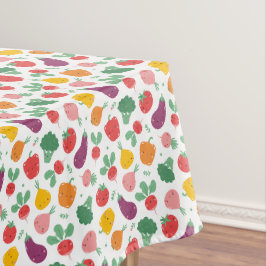 Schattigee Happy Veggies op wit Tafelkleed