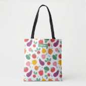 Schattigee Happy Veggies op witte achtergrond Tote Bag (Voorkant)