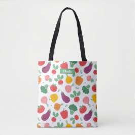 Schattigee Happy Veggies op witte achtergrond Tote Bag