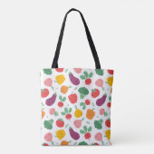 Schattigee Happy Veggies op witte achtergrond Tote Bag (Achterkant)