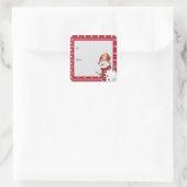 Schattigee Happy Waterverf Sneeuwman Van Kerstmis Vierkante Sticker (Tas)