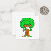 Schattigee Happy Whimsical Green Tree Notitiekaartje (Voorkant / Achterkant in situ)