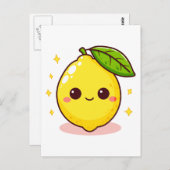 Schattigee Happy Yellow Lemon Briefkaart (Voorkant / Achterkant)
