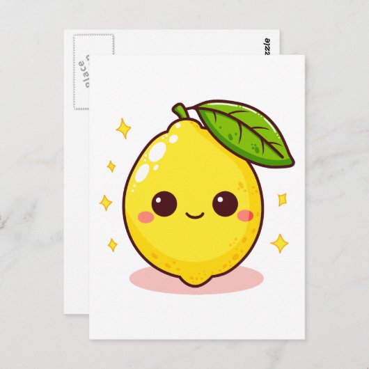 Schattigee Happy Yellow Lemon Briefkaart (Voorkant / Achterkant)