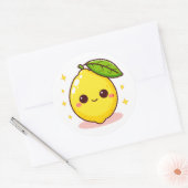 Schattigee Happy Yellow Lemon Ronde Sticker (Envelop)