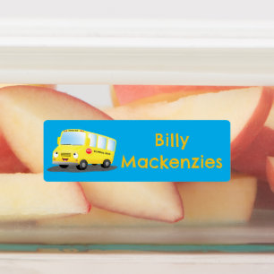 Schattigee Happy Yellow schoolbus cartoon geperson Labels