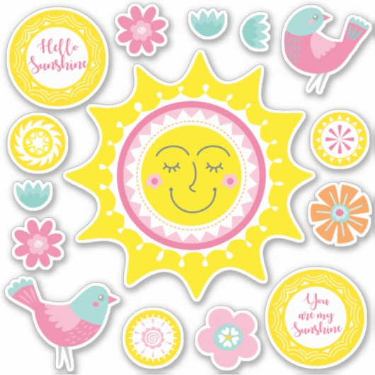 Schattigee Happy Yellow Sunshine Sticker (Voorkant)