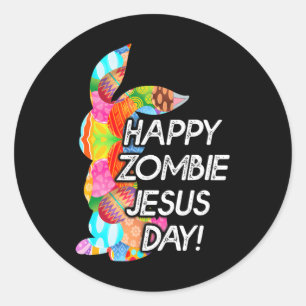 Schattigee Happy Zombie Jesus Day Paashaas voor Ronde Sticker