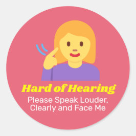 Schattigee Hard of Hearing Girl met gepersonalisee Ronde Sticker