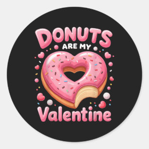 Schattigee hart donut met roze ijskoude Valentijns Ronde Sticker