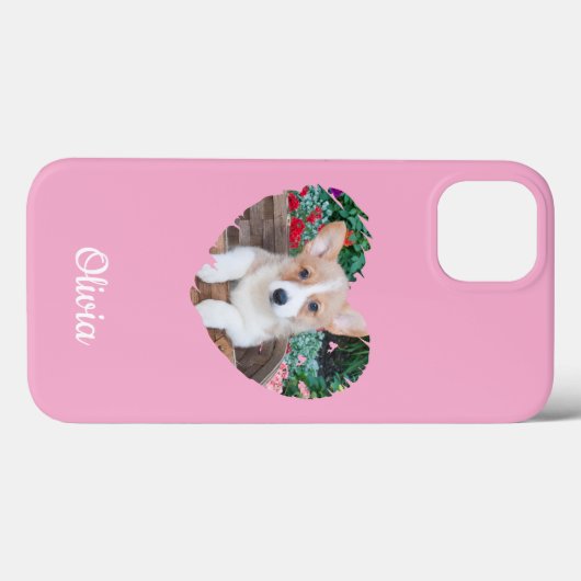 Schattigee Hart Pet Foto & Dog Paw Prints, Aangepa Case-Mate iPhone Case (Achterkant (horizontaal))