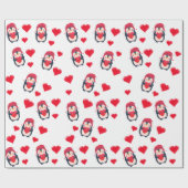 Schattigee Hart Pinguïn Winter Cadeaupapier (Vlak)