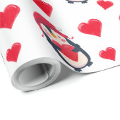 Schattigee Hart Pinguïn Winter Cadeaupapier (Rol Hoek)