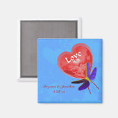 Schattigee hartballon gepersonaliseerde bruiloft magneet (Voorkant / Achterkant)