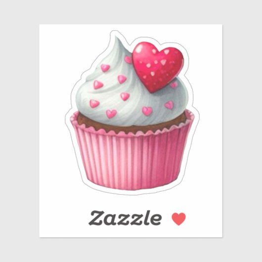 Schattigee hartcupcake sticker (Vel)
