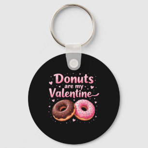 Schattigee hartdonut met roze glazige donuts zijn sleutelhanger