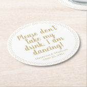 Schattigee harten aangepaste gouden tekst namen da ronde kartonnen onderzetter (Gebogen)