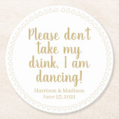 Schattigee harten aangepaste gouden tekst namen da ronde kartonnen onderzetter (Voorkant)