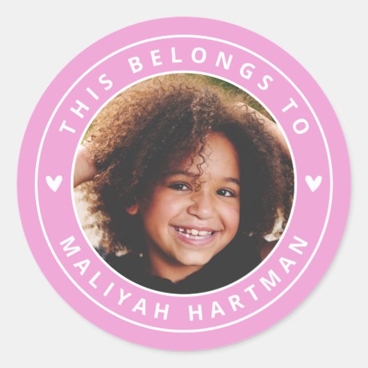 Schattigee harten cirkel Lijst Foto Naam School Ro Ronde Sticker (Voorkant)