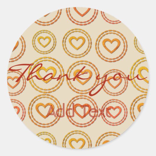 Schattigee Harten Dank u Wedding Thanksgiving Stic Ronde Sticker (Voorkant)