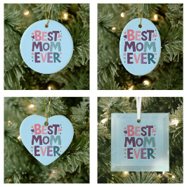 Schattigee harten en bloemen beste mam ooit keramisch ornament