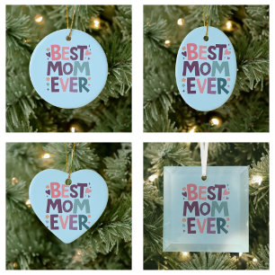 Schattigee harten en bloemen beste mam ooit keramisch ornament