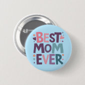 Schattigee harten en bloemen beste mam ooit ronde button 5,7 cm (Voorkant /achterkant)