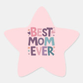 Schattigee harten en bloemen beste mam ooit ster sticker (Voorkant)