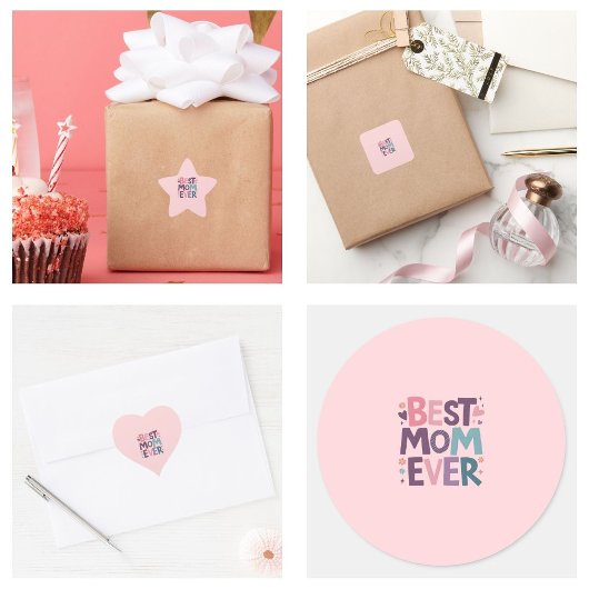 Schattigee harten en bloemen beste mam ooit ster sticker