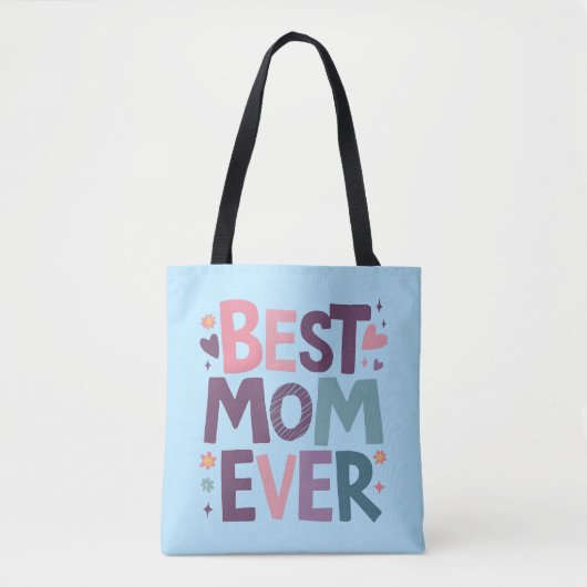 Schattigee harten en bloemen beste mam ooit tote bag (Voorkant)
