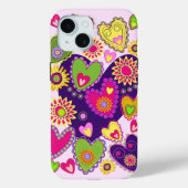 Schattigee harten en bloemen Case-Mate iPhone case (Achterkant)