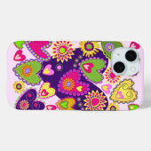 Schattigee harten en bloemen Case-Mate iPhone case (Achterkant (horizontaal))