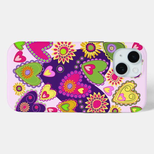 Schattigee harten en bloemen Case-Mate iPhone case (Achterkant (horizontaal))