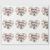 Schattigee harten geel kant en roze Bedankt, ik ha Cadeaupapier (Vlak)