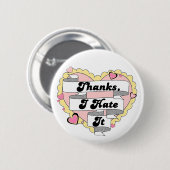 Schattigee harten geel kant en roze Bedankt, ik ha Ronde Button 5,7 Cm (Voorkant /achterkant)