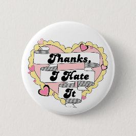 Schattigee harten geel kant en roze Bedankt, ik ha Ronde Button 5,7 Cm