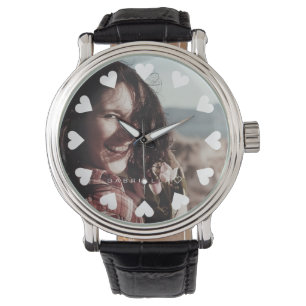 Schattigee harten gepersonaliseerde naam foto Afbe Horloge