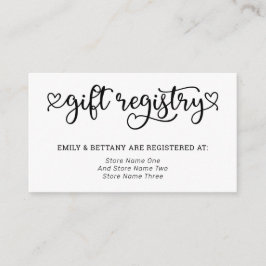 Schattigee Harten Gift Registry Wedding Informatiekaartje