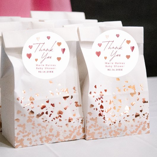 Schattigee harten Girly Baby shower Dank u Ronde Sticker