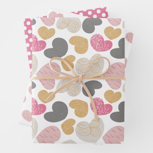 Schattigee harten Pastel Pinks Pattern Inpakpapier Vel (In situ)