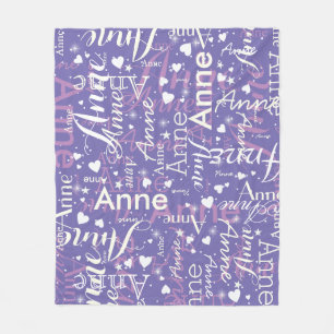 Schattigee Harten Periwinkle Baby Meisjes Naam Fleece Deken