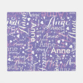 Schattigee Harten Periwinkle Baby Meisjes Naam Fleece Deken (Voorkant (Horizontaal))