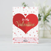 Schattigee harten roze rood goud digitale Valentij Kaart (Staand voorkant)